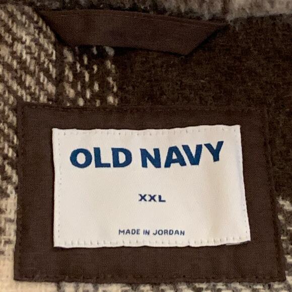 Old Navy Mens Brown Plaid Shacket Size XXL Full Button Front 4 Pocket Wool - Picture 3 of 16